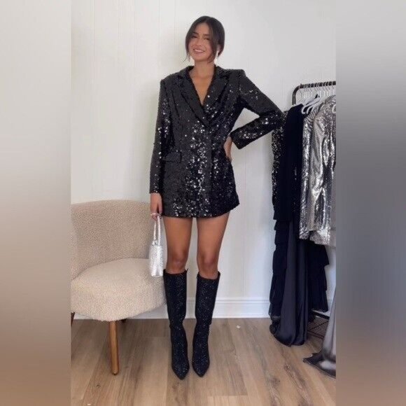 ZARA LONG SEQUINNED BLAZER 9336/556/255/032 - Picture 9 of 9